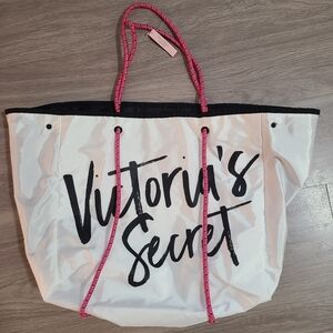 Victoria's Secret Black and Pink Expandable Tote Bag W/ Bungee Straps *NWT*